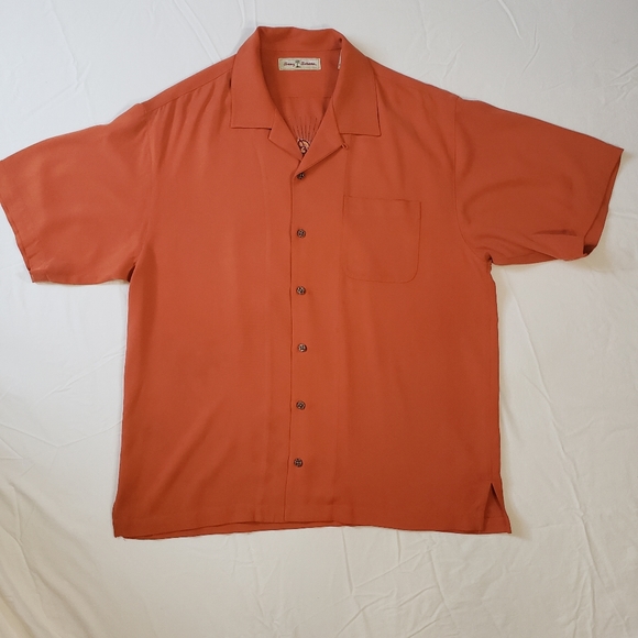 Men's Tommy Bahama Paradise Nation Orange Camp Shirt Size L - Picture 12 of 12
